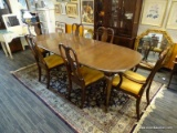 (R1) ETHAN ALLEN GEORGIAN COURT QUEEN ANNE DINING SET; 7 PIECE WALNUT DINING SET TO INCLUDE AN OVAL