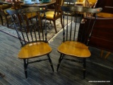 (R1) PAIR OF WINDSOR CHAIRS; 2 PIECE SET OF FAN BACK, WINDSOR STYLE SIDE CHAIRS WITH A BLACK PAINTED