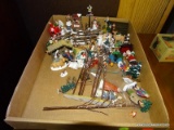 (R1) TRAY LOT OF WINTER VILLAGE ACCESSORIES; TRAY LOT TO INCLUDE 40+ WINTER VILLAGE FIGURINES TO