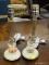 (R3) PAIR OF TABLE LAMPS; 2 PIECE SET OF VINTAGE MARBLE AND ACRYLLIC TABLE LAMPS. SHADE NOT