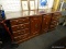(BWALL) OFFICE CRADENZA; CHERRY FINISHED MAHOGANY GRAIN OFFICE CRADENZA WITH 3 DRAWERS ON THE LEFT