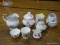 (R4) LOT OF ASSORTED CHINA; 8 PIECE LOT OF PORCELAIN CHINA TO INCLUDE 2 MINIATURE TEA POTS, 2 EGG