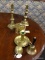 (R4) LOT OF METAL ITEMS; 6 PIECE LOT TO INCLUDE 2 BRASS CANDLE STICKS, A HANDHELD BRASS CANDLESTICK,