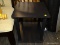 (R4) SIDE TABLE; BLACK FINISHED SIDE TABLE WITH BLOCK LEGS AND A LOWER SHELF. MEASURES 15.5