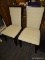 (R4) PAIR OF UPHOLSTERED SIDE CHAIRS; 2 PIECE SET OF WALNUT FINISHED SIDE CHAIRS WITH A CREAM