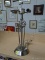 (SHELVES) MODERN TABLE LAMP; BRUSHED NICKEL MODERN TABLE LAMP WITH 2 BULB SOCKETS.