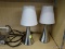 (SHELVES) PAIR OF TABLE LAMPS; 2 PIECE SET OF CONE SHAPED, CHROME FINISHED TABLE LAMPS WITH A WHITE