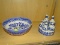 (SHELVES) BLUE WILLOW CHINA; LOT TO INCLUDE A 6 PIECE CONDIMENT SET (SALT, PEPPER, MUSTARD, OIL,