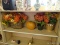 (SHELVES) ARTIFICIAL PLANTS; 4 PIECE LOT TO INCLUDE AN ARTIFICIAL PUMPKIN AND 3 ARTIFICIAL, AUTUMN