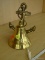 (SHELVES) BRASS KITCHEN BELL, SHIP BELL WITH ANCHOR WALL MOUNT.