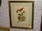 (LWALL) FRAMED BIRD PRINT; DEPICTS A RED, YELLOW, AND ORANGE BIRD SITTING ON A REE BRANCH WITH