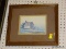 (LWALL) FRAMED BEACH PRINT; DEPICTS A ROW OF 3 BEACHFRONT SHACKS. DOUBLE MATTED IN LIGHT BROWN AND