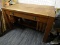 (LWALL) ANTIQUE OAK LIBRARY TABLE; TIGER'S OAK LIBRARY TABLE WITH A SINGLE DRAWER ABOVE THE KNEE