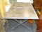 (R2) TILE TOP PATIO TABLE; RECTANGULAR, TILE TOP PATIO TABLE WITH A GRAY FINISHED METAL FRAME AND AN