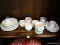 (R2) LOT OF MINIATURE TEA CUPS; 19 PIECE LOT TO INCLUDE 4 MULTI-COLORED TEA CUPS WITH 4 SAUCERS AND