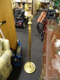 (BWALL) FLOOR LAMP; SWINGING ARM, POLISHED BRASS FLOOR LAMP. MEASURES 49