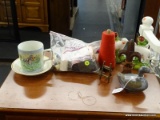 (R3) LOT OF ASSORTED ITEMS; LOT TO INCLUDE A PEWTER DUCK TRINKET BOX, A RUSTED FLEUR DE LIS POST
