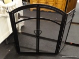 (R3) FIREPLACE SCREEN; MESH, ARCHED FIREPLACE SCREEN WITH A BLACK POWDER COATED FINISH AND WROUGHT