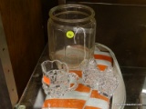 (R3) LOT OF GLASSWARE; 4 PIECE LOT TO INCLUDE A PAIR OF SALT/PEPPER SHAKERS, A CREAMER, AND A 6