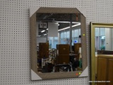 (BWALL) WALL HANGING MIRROR; LARGE MIRROR SITTING IN A GRAY DRIFTWOOD FINISHED FRAME. MEASURES 27