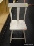(R4) WINDSOR SIDE CHAIR; BAMBOO STYLE WOOD, WINDSOR SIDE CHAIR WITH FLARING LEGS. MEASURES 15