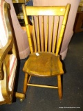 (R4) DOLL/CHILD'S CHAIR; WHITE PAINTED, T-BACK SIDE CHAIR WITH A BOX STRETCHER. MEASURES 10