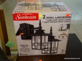 (R1) SUNBEAM WALL LANTERN; SINGLE, VENETIAN BRONZE FINISHED WALL LANTERN WITH A BUILT-IN ELECTRICAL