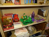 (SHELVES) SHELF LOT OF ASSORTED TOYS; LOT TO INCLUDE A RADIO FLYER MY LITTLE TRAVLER WAGON, A RADIO