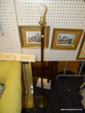 (LWALL) FLOOR LAMP; REEDED BRASS FLOOR LAMP. MISSING THE SHADE BUT COMES WITH BULB. MEASURES 48