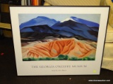 (BWALL) THE GEORGIA O'KEEFFE MUSEUM SANTA FE, NEW MEXICO FRAMED POSTER. SITS IN A BLACK FRAME.
