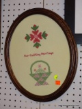 (LWALL) OVAL NEEDLEPOINT; SAYS 