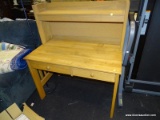 (R2) CARGOKIDS DESK WITH HUTCH; PINE 2-DRAWER DESK WITH A HUTCH TOP THAT HAS A SHELF. MEASURES 42