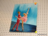(LWALL) PAINTING ON CANVAS; DEPICTS A MAN AND WOMAN PERFORMING A BALLERINA DANCE. MEASURES 14