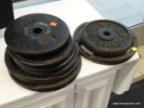 (R1) BARBELL WEIGHTS; 2 PIECE LOT OF 10LB WEIGHTS TO INCLUDE A SMALLER DIAMETER WEIGHT AND A LARGER