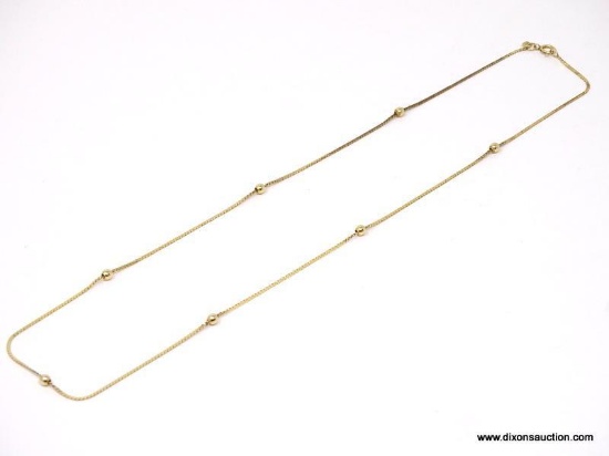 14K YELLOW GOLD NECKLACE WITH 14K YELLOW BEADED BALLS. MEASURES APPROX. 17" LONG & WEIGHS APPROX.