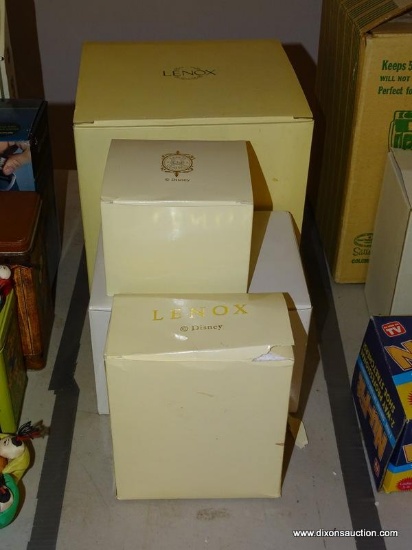 (LR) LENOX ITEMS; 4 BOXES OF LENOX DISNEY ITEMS- MICKEY AND MINNIE FIGURINES, MICKEY ORNAMENT,