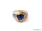 .925 & 14KT OVER COPPER LADIES 3 CT SAPPHIRE- GEMSTONE RING. SIZE 10.
