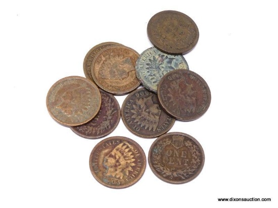 10 ASSORTED INDIAN CENTS.