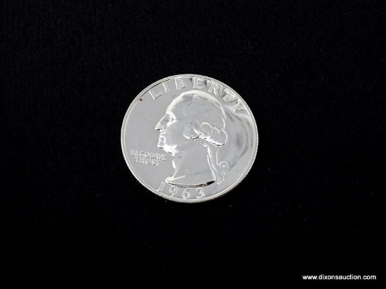 1963 GEM PROOF SILVER WASHINGTON QUARTER.