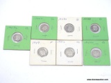 7 ASSORTED SILVER ROOSEVELT DIMES.