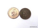 (2) 1886 INDIAN CENTS.