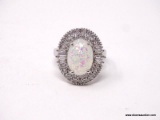 .925 STERLING SILVER OVER COPPER LADIES 2 1/4 CT OPAL RING. SIZE 8.