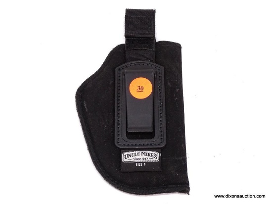 UNCLE MIKE'S SIZE 1 BLACK CONCEAL CARRY HOLSTER WITH BELT CLIP FOR SUB COMPACT PISTOLS.