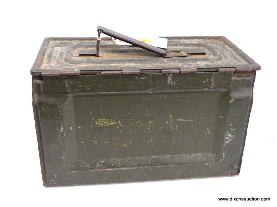 VINTAGE AMMO BOX FOR 105 CARTRIDGES- .50 CAL LINKED.