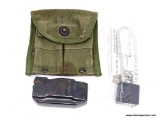 LOT INCLUDES A 1952 VINTAGE U.S. MILITARY ISSUE CARBINE OR RIFLE CARTRIDGE BELT POCKET, A NEW IN BAG