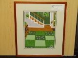 ATOMIC MID CENTURY MODERN INTERIOR STAIRS GICLEE BY IVY LOWE. MEASURES 17