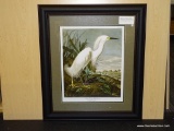 SNOWY HERON BY JOHN AUDUBON. MEASURES 28 3/4