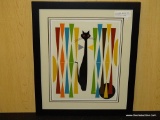 MID CENTURY MODERN ABSTRACT CATS. MEASURES 17 1/2