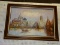 VENICE WATER SCAPE SCENE OIL ON CANVAS IN MAGOHANY FRAME. MEASURES APPROX 41.5