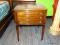 ONE OF A PAIR O FMAHOGANY LEATHER TOP TWO DRAWER SIDE TABLE WITH SHERIDAN LEGS. MEASURES APPROX.
